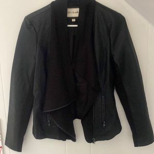 Olive and Oak Women Black Faux Leather Jacket S